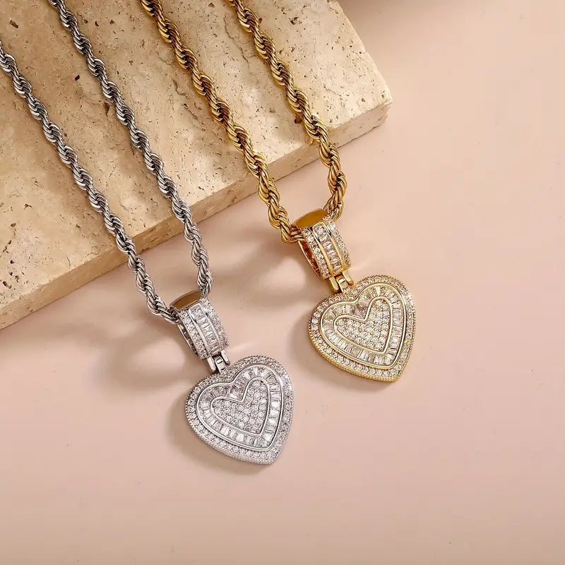 Diamant-hjärta Statementhalsband