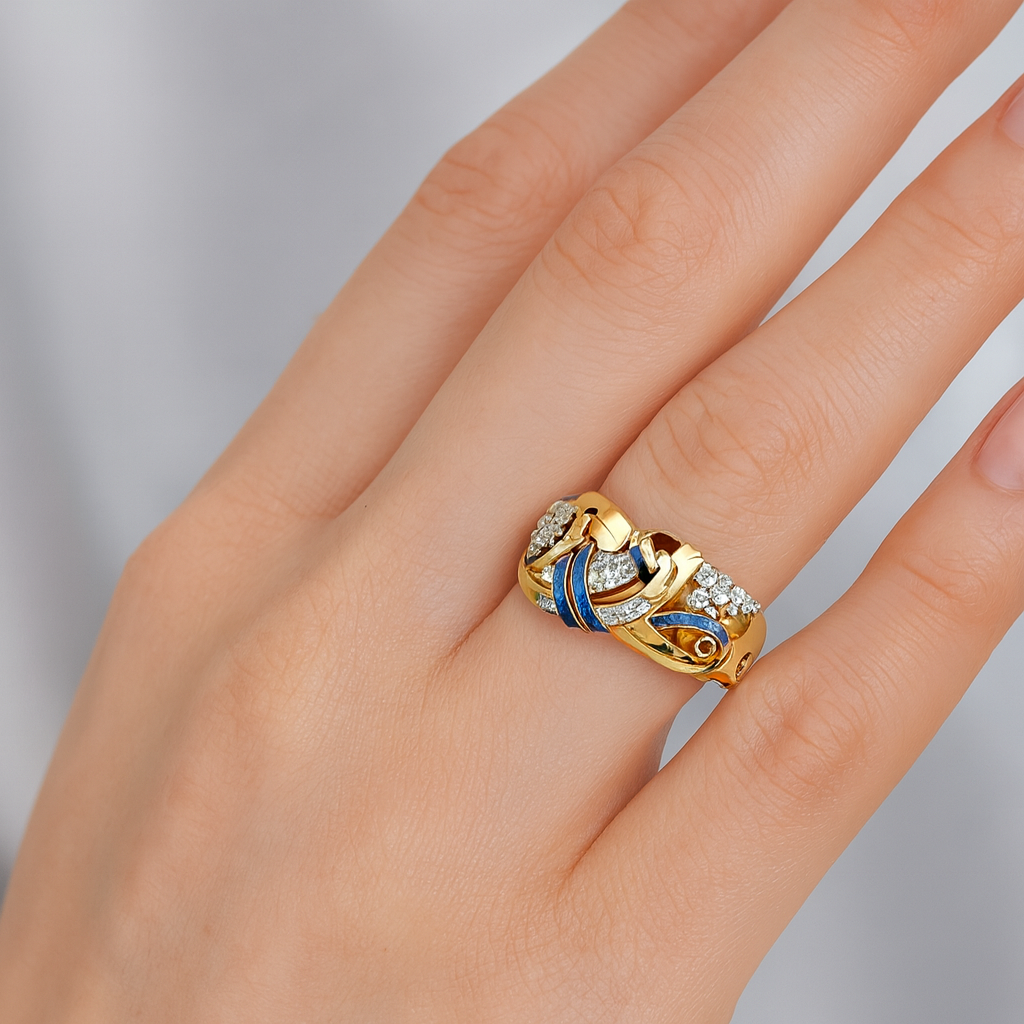 Marie - Gnistrande Guld Vintage Kubisk Zirkonia Ring