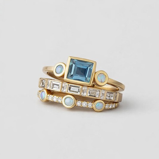 Josephine – Vintage-ring med gnistrande blå kristall