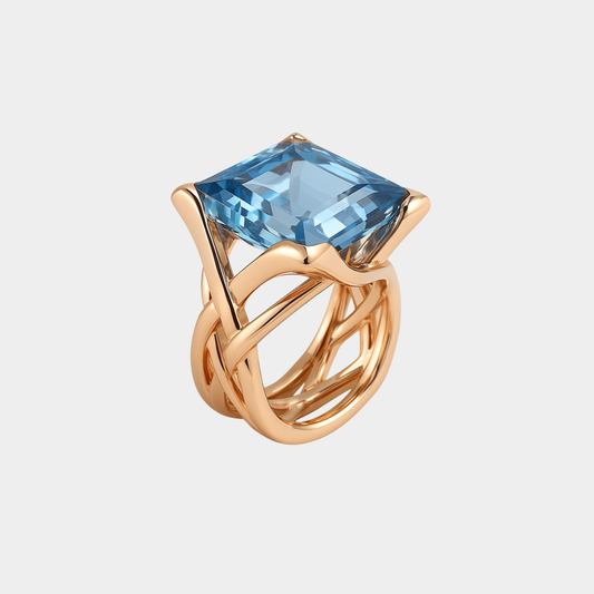 Elisabet – vintagering i roséguld med blå zirkonia-stenar