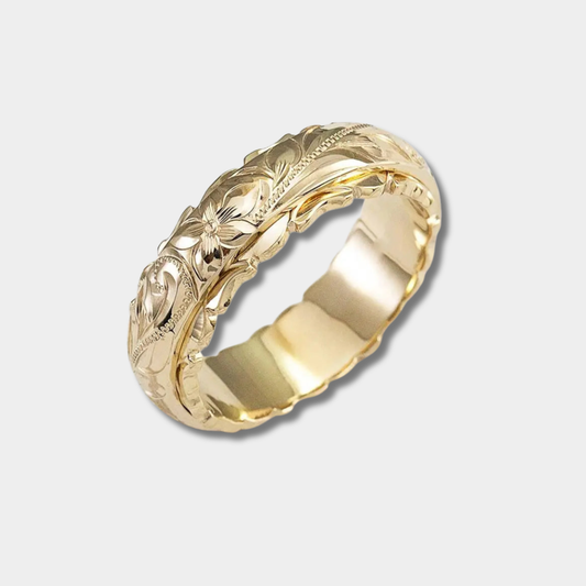 Mila – antik-inspirerad guldblomring med filigran design