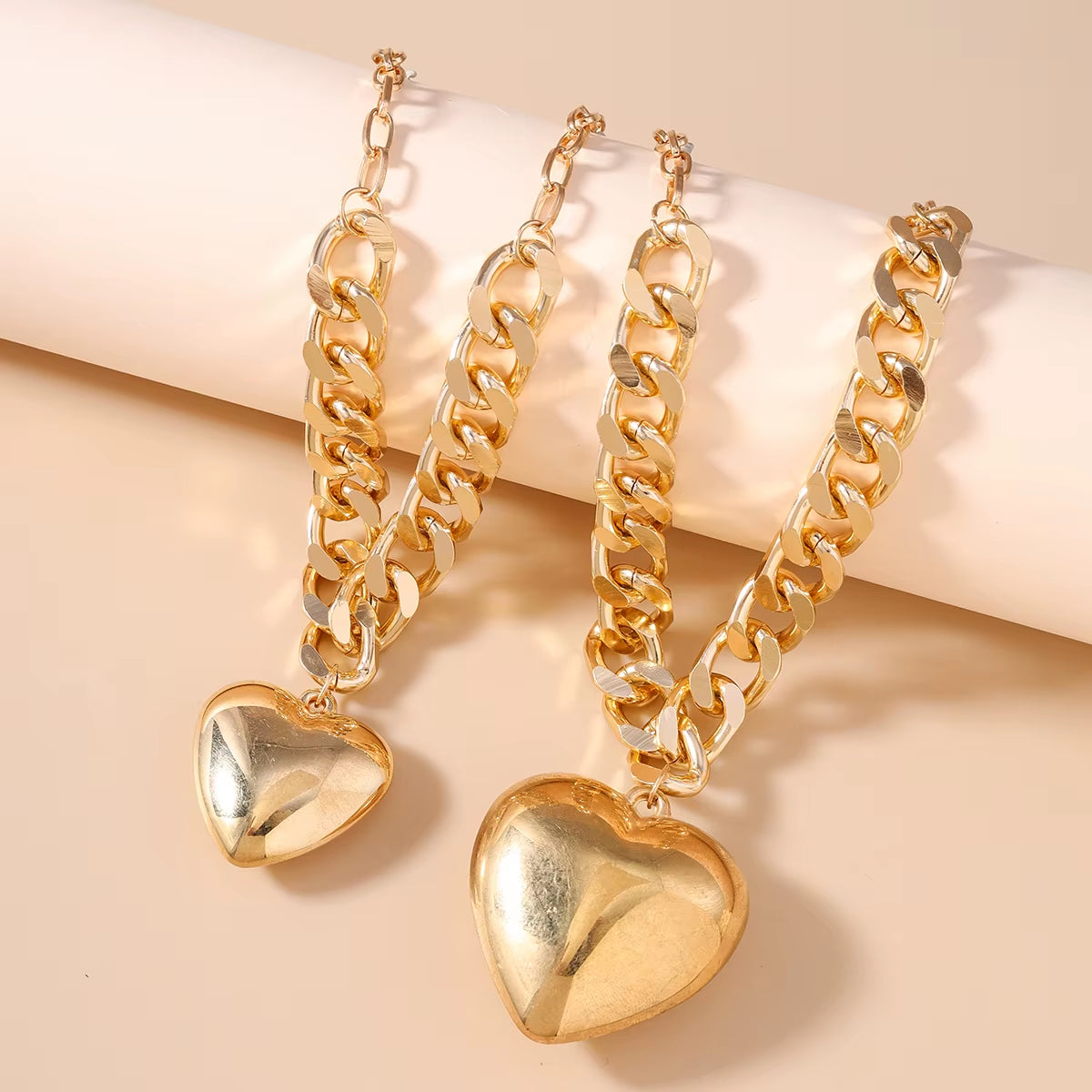 2-pack Stor Hjärtformad Statement Halsband