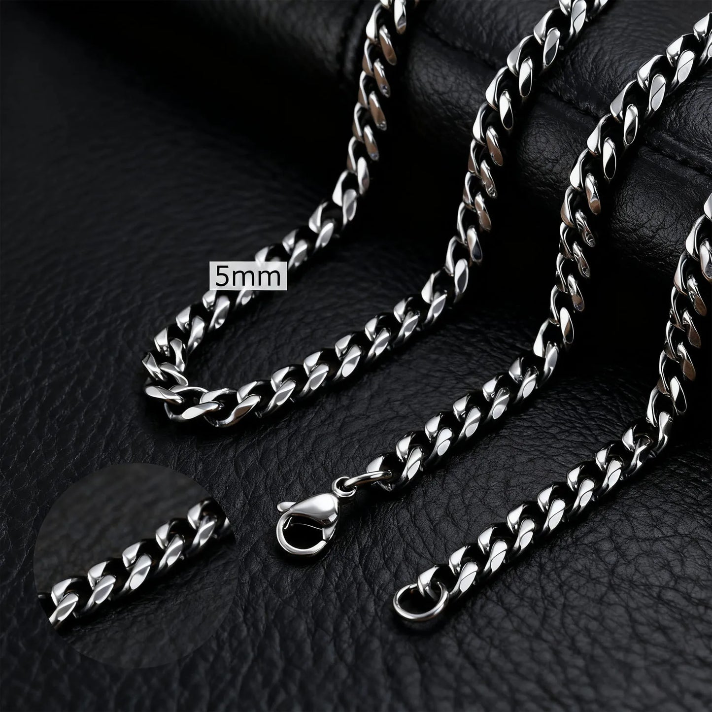 3-11MM Classic Cuban Chain Necklace for Men Women,Silver Black Gold Grey Color Stainless Steel Chains,Basic Punk Jewelry Gift