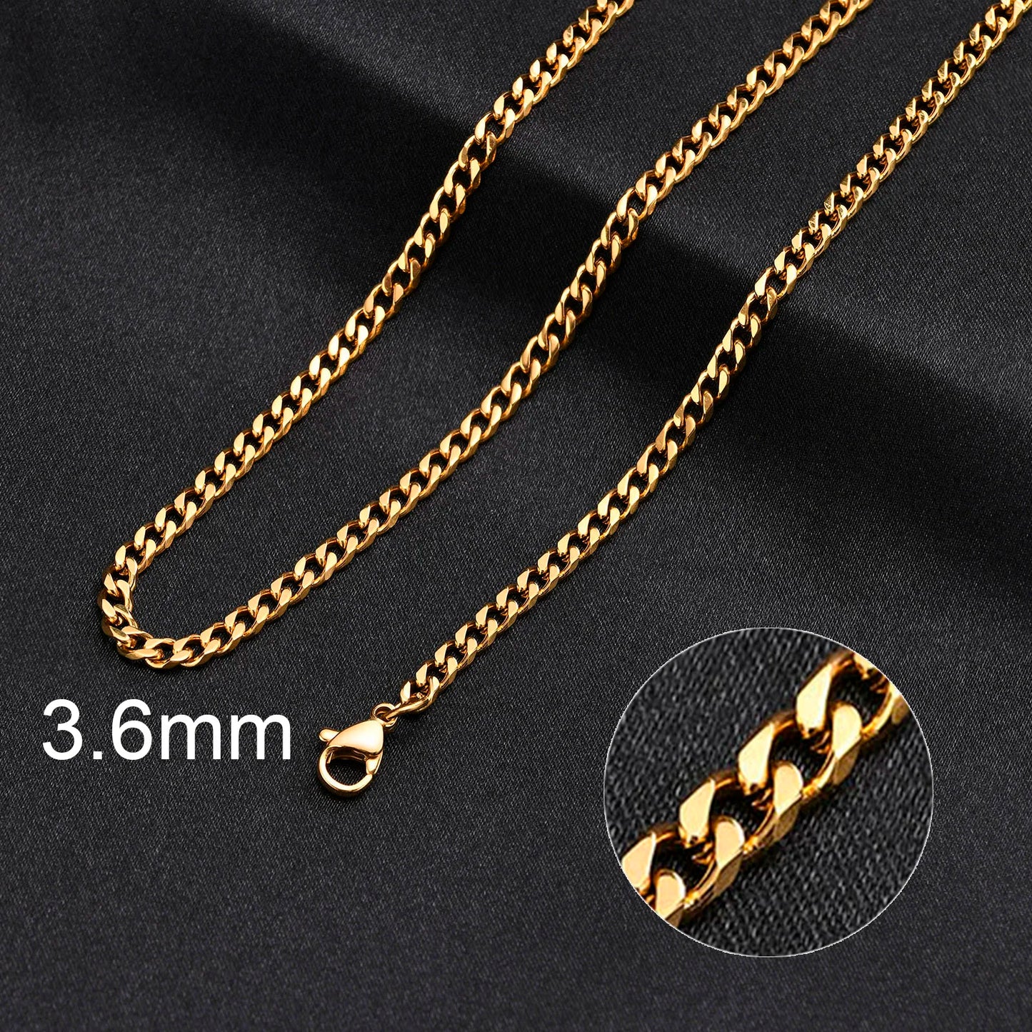 3-11MM Classic Cuban Chain Necklace for Men Women,Silver Black Gold Grey Color Stainless Steel Chains,Basic Punk Jewelry Gift