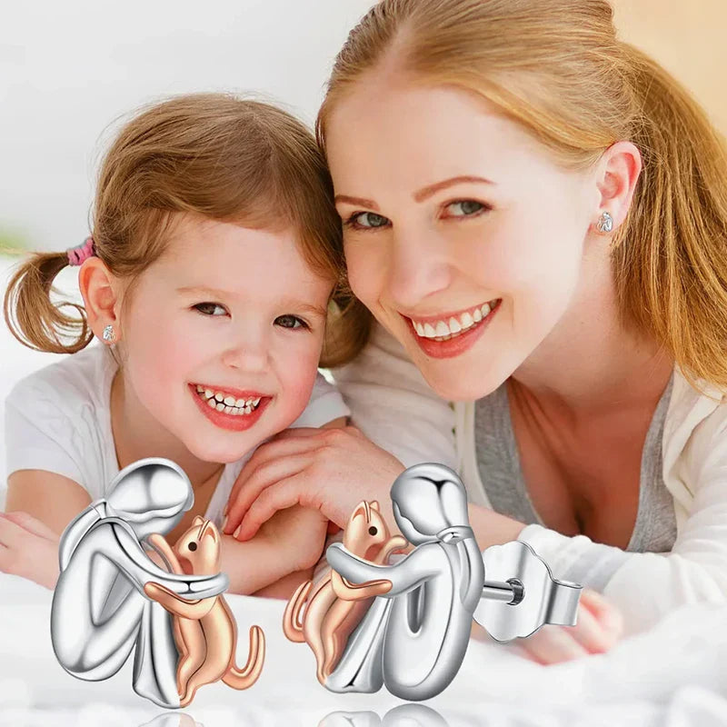 Lyckoörhängen med kattmotiv – stift- och creoler-set