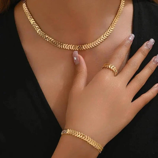 Fiskben Smyckeset – Halsband, Armband och Ring