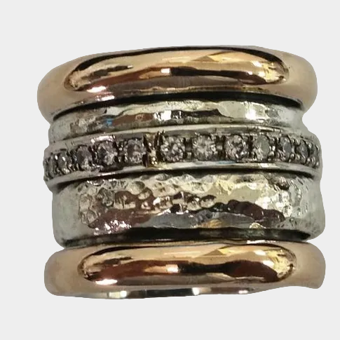 Amelia – Vintage-tjockring i guld och silver, markant statementring