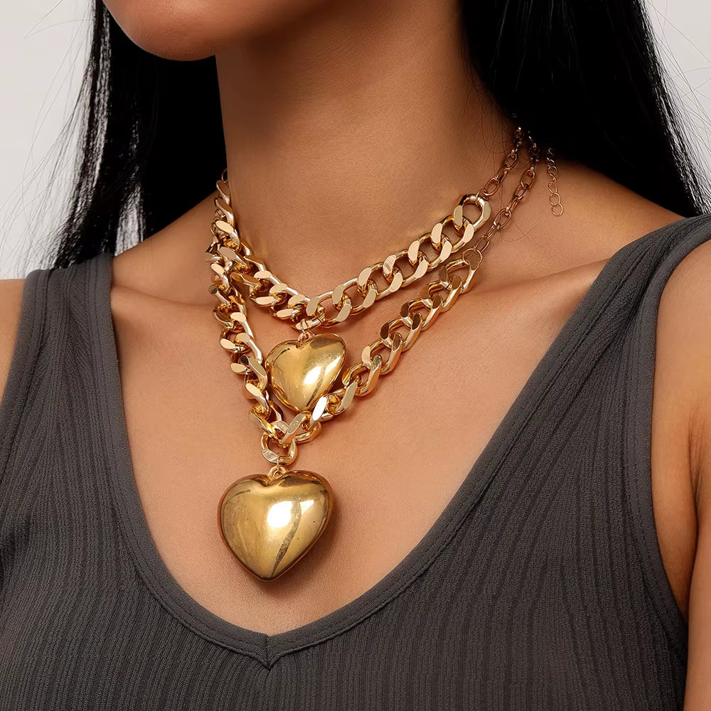 2-pack Stor Hjärtformad Statement Halsband